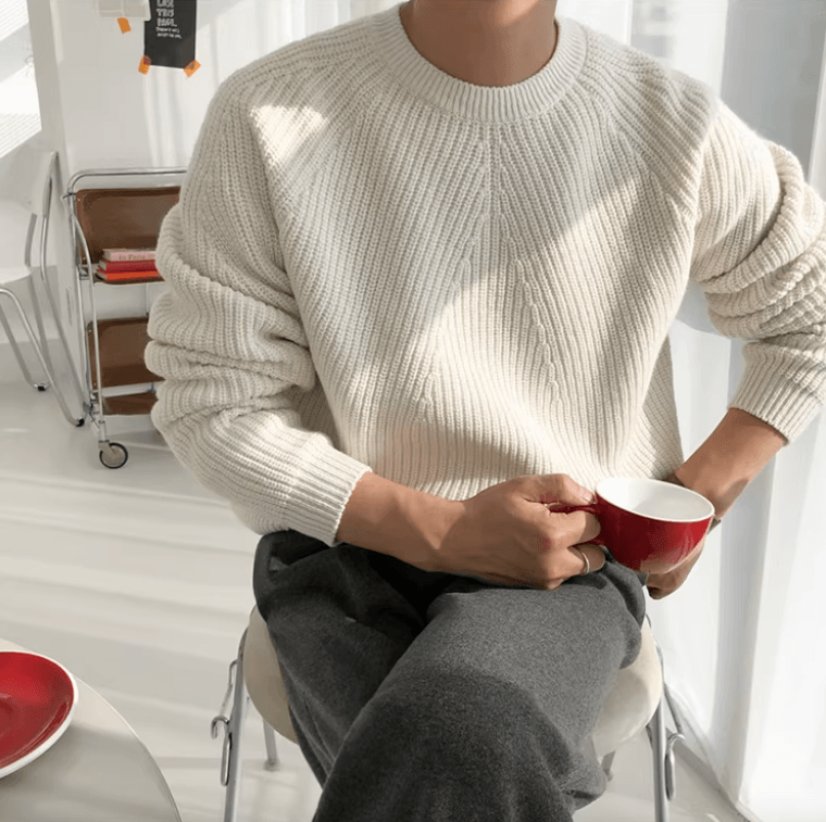 RAGLAN RIBBED RELAXED CREW NECK - LORMIER - 