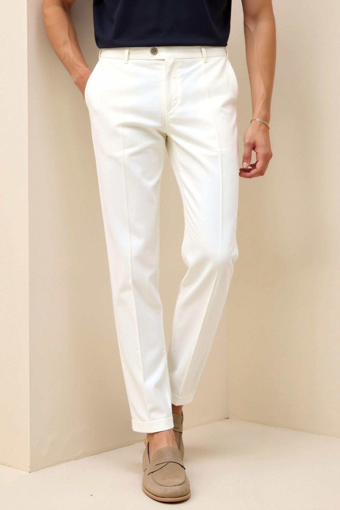 REGULAR FIT CHINO ANKLE PANTS - LORMIER - 