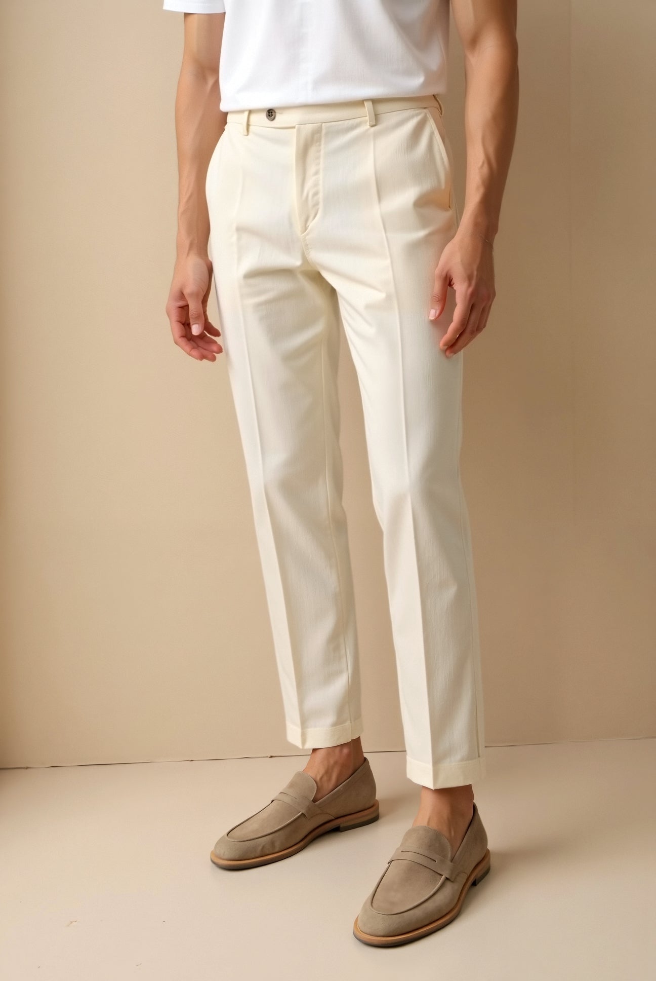 REGULAR FIT CHINO ANKLE PANTS - LORMIER - 