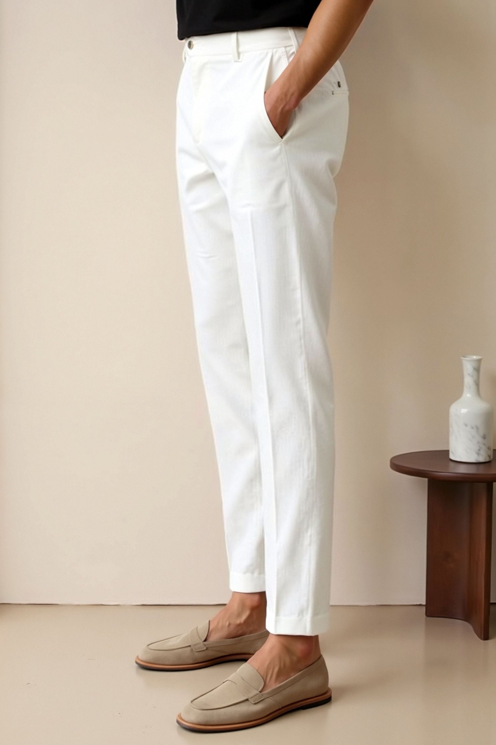 REGULAR FIT CHINO ANKLE PANTS - LORMIER - 