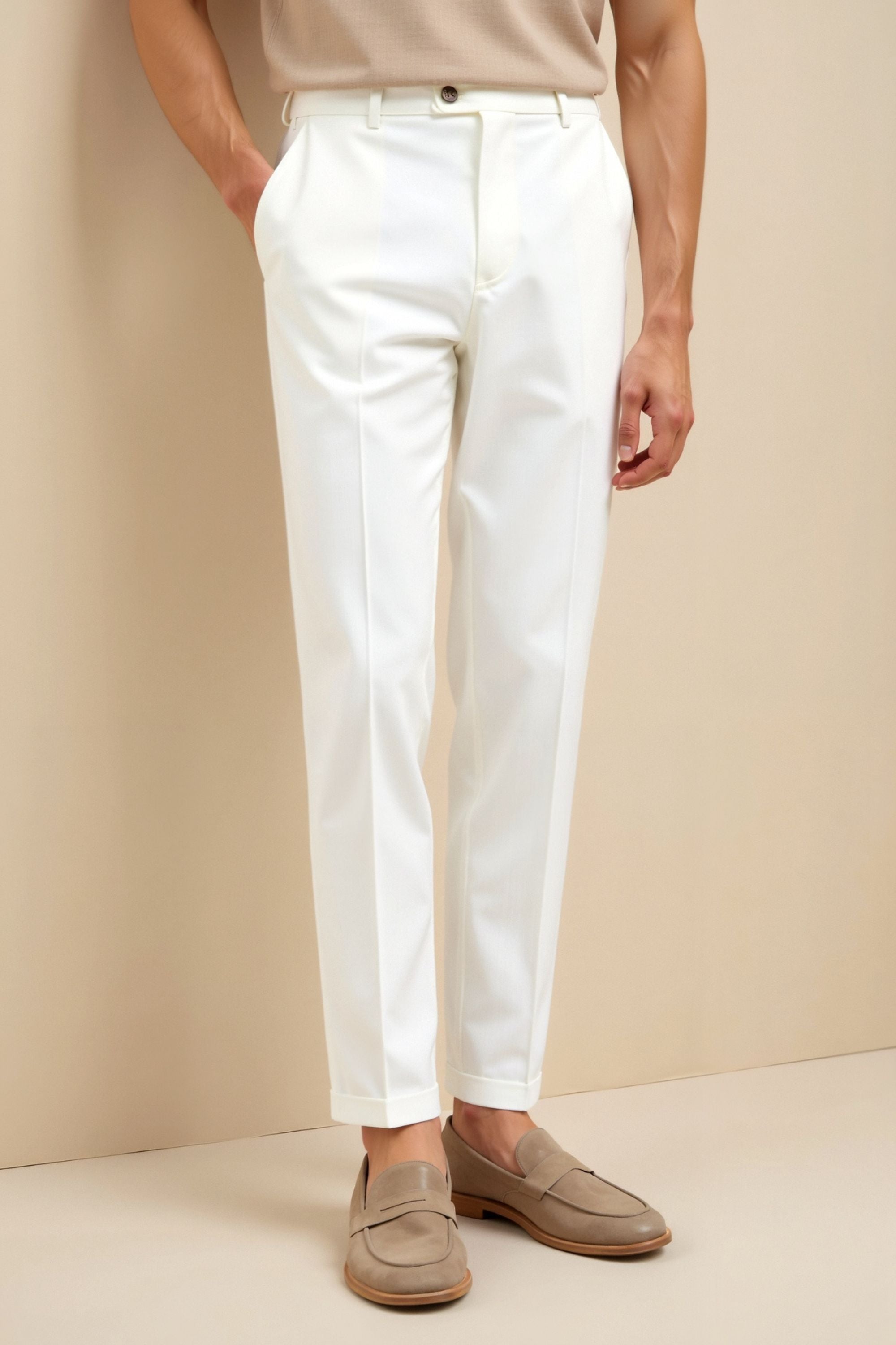 REGULAR FIT CHINO ANKLE PANTS - LORMIER - 