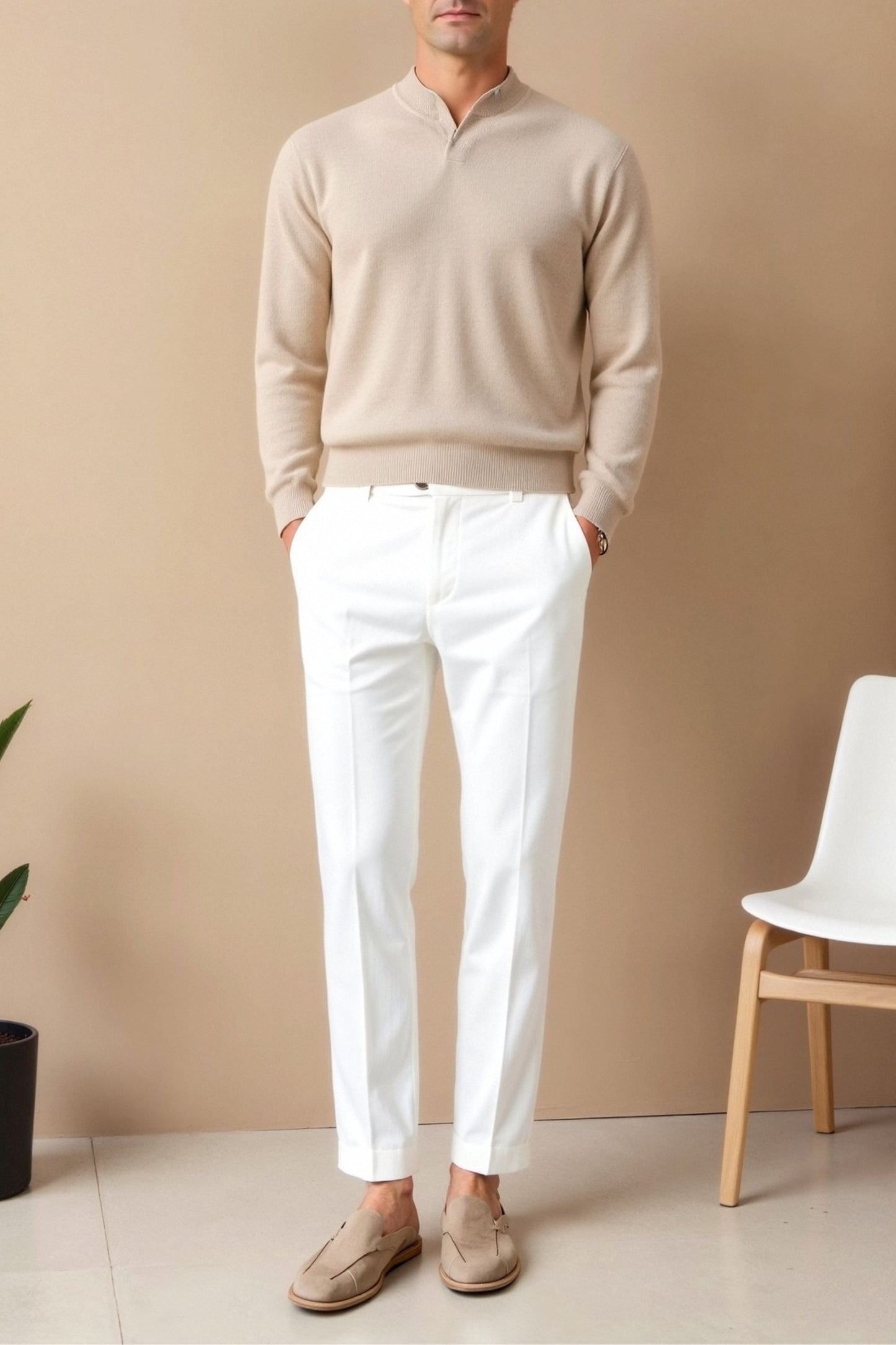 REGULAR FIT CHINO ANKLE PANTS - LORMIER - 