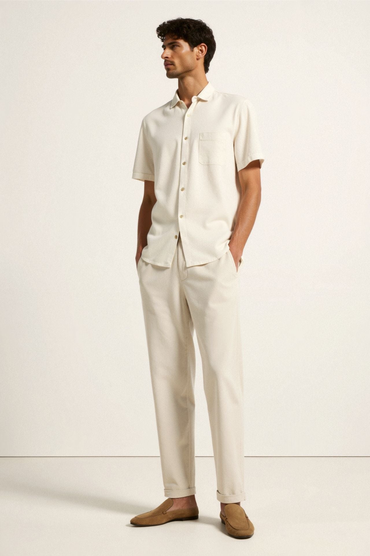 REGULAR FIT LINEN LOOSE PANTS - LORMIER - 