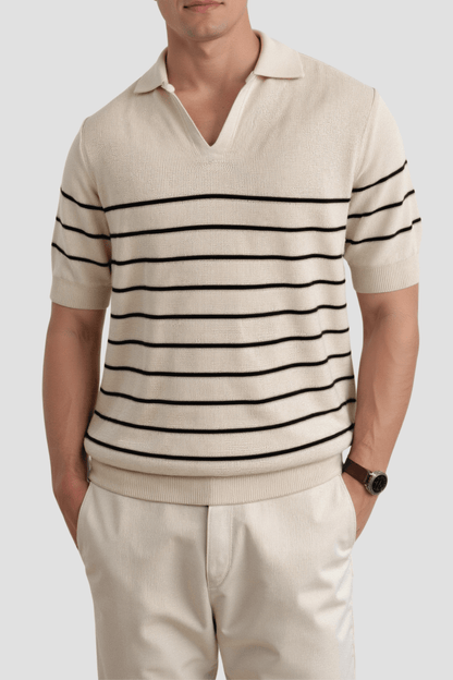 SHORT SLEEVE KNITTED HIGH STRETCH POLO - LORMIER - 