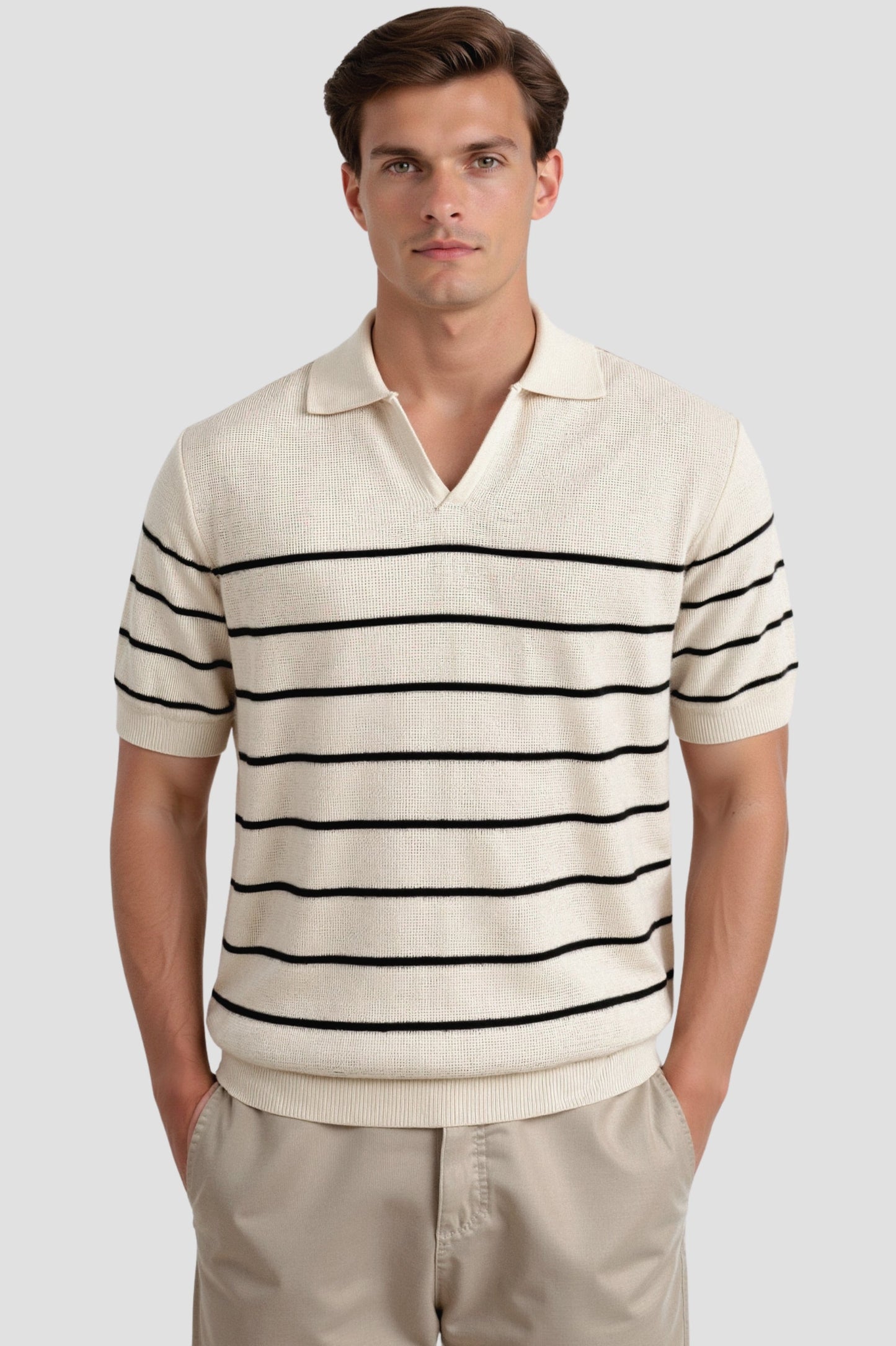 SHORT SLEEVE KNITTED HIGH STRETCH POLO - LORMIER - 