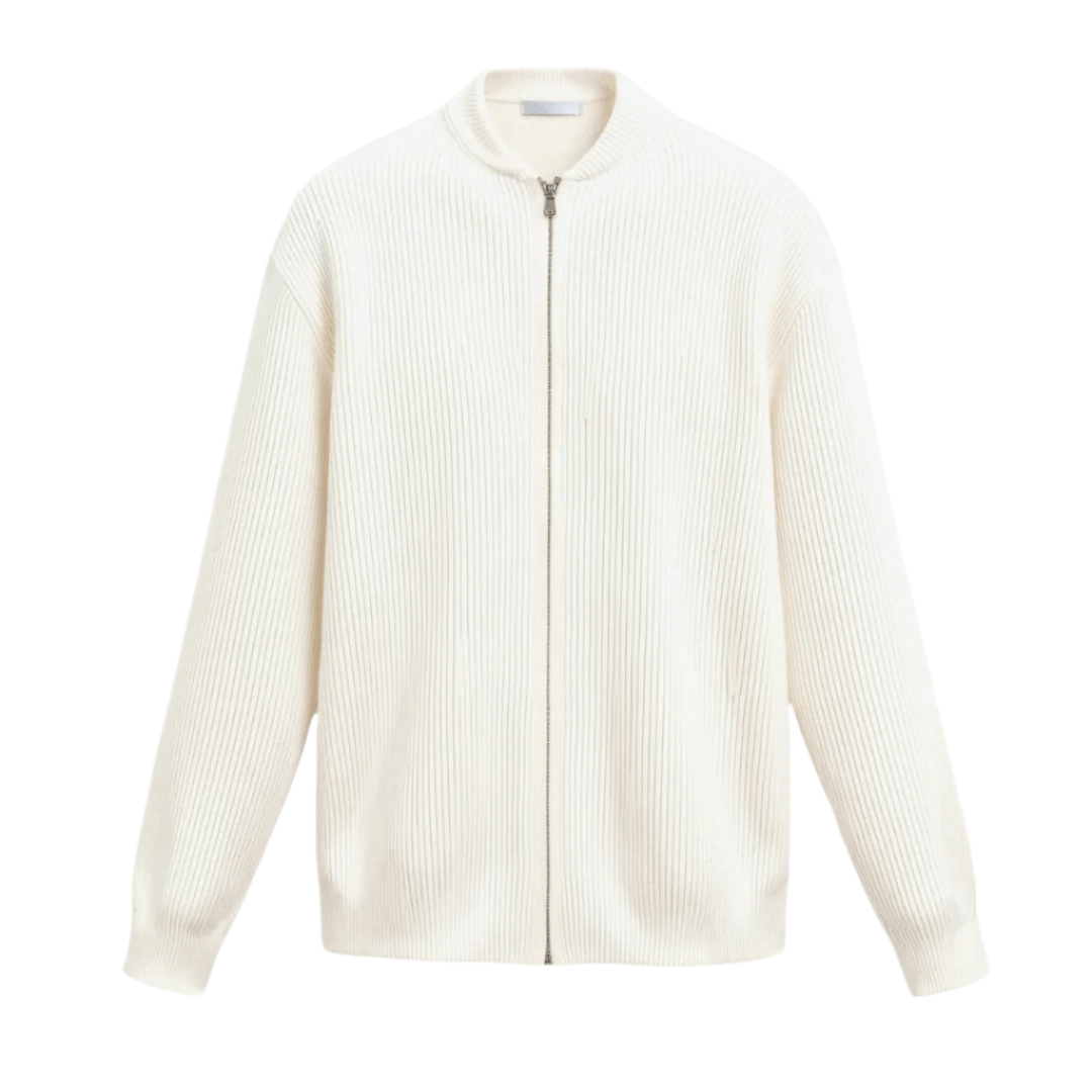 SOLID KNITTED CREW NECK CARDIGAN - LORMIER - 