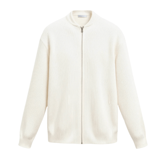 SOLID KNITTED CREW NECK CARDIGAN - LORMIER - 