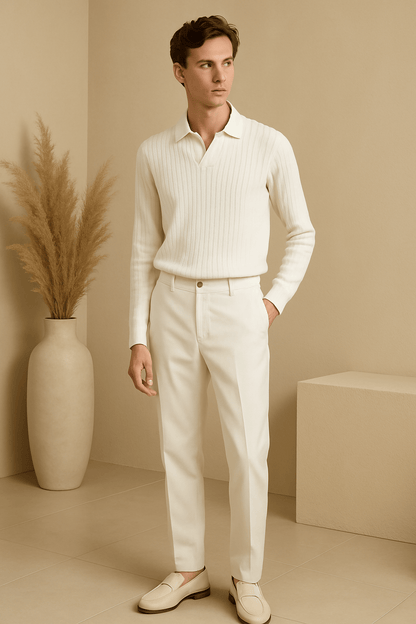 STRIPED LONG SLEEVE POLO - LORMIER - 