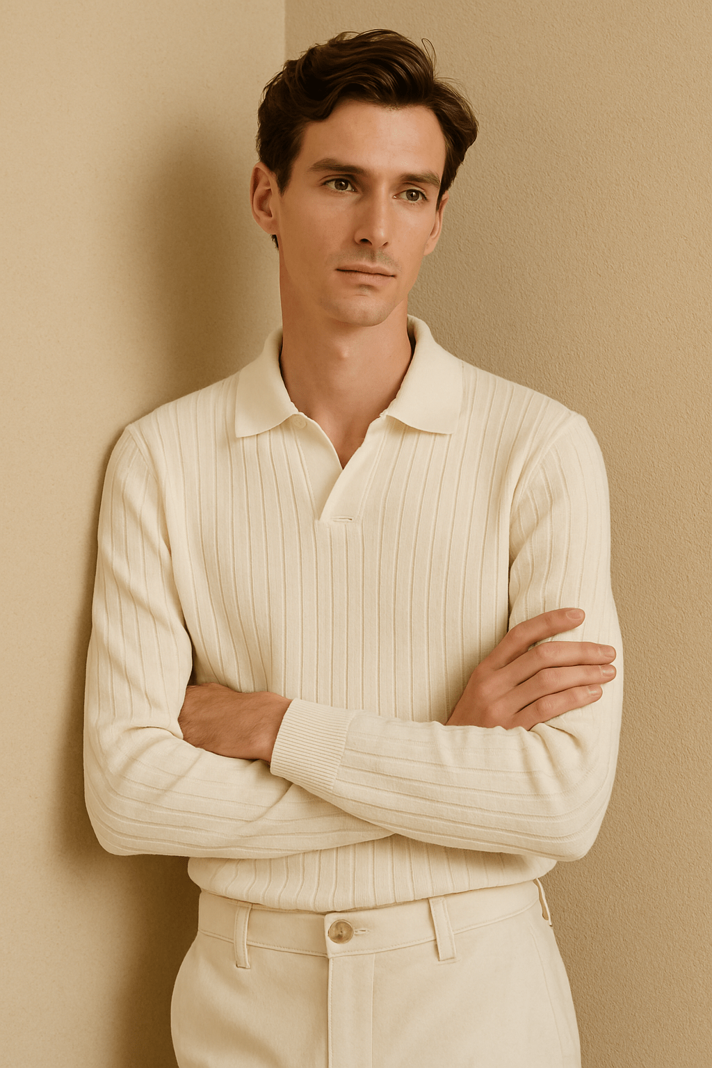 STRIPED LONG SLEEVE POLO - LORMIER - 