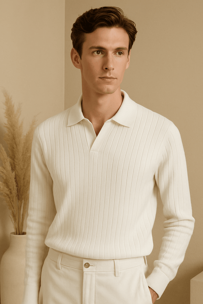 STRIPED LONG SLEEVE POLO - LORMIER - 