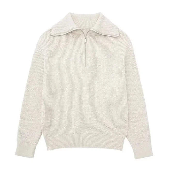 STRIPED ZIP UP SWEATER - LORMIER - 