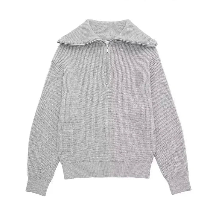 STRIPED ZIP UP SWEATER - LORMIER - 