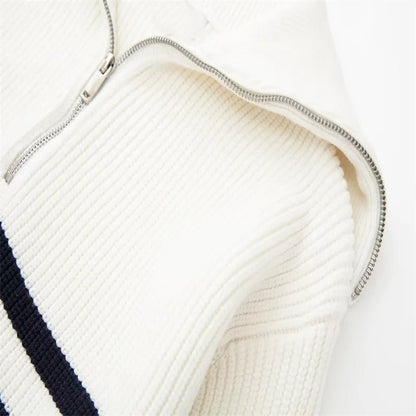 STRIPED ZIP UP SWEATER - LORMIER - 