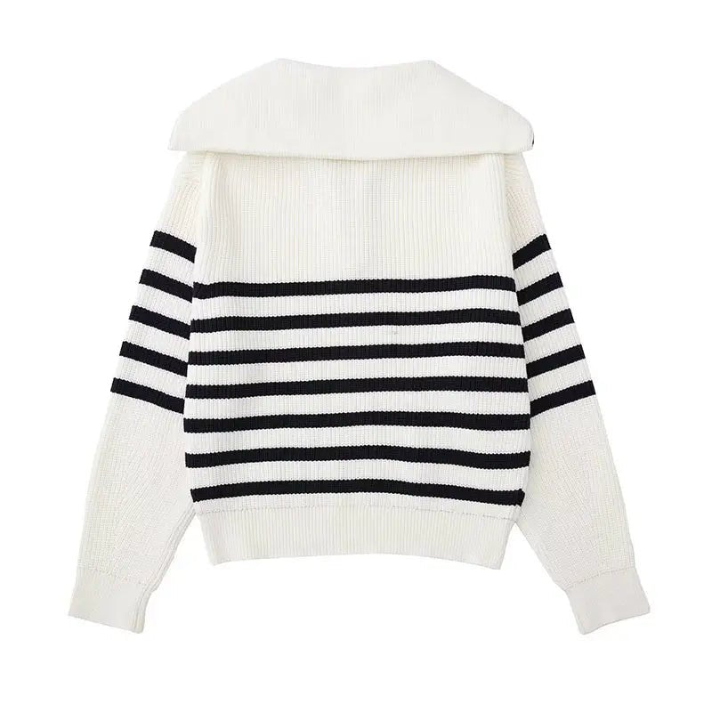 STRIPED ZIP UP SWEATER - LORMIER - 