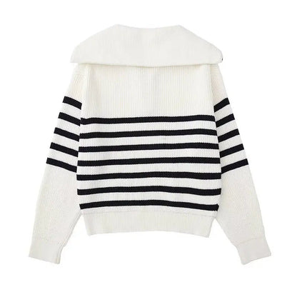 STRIPED ZIP UP SWEATER - LORMIER - 