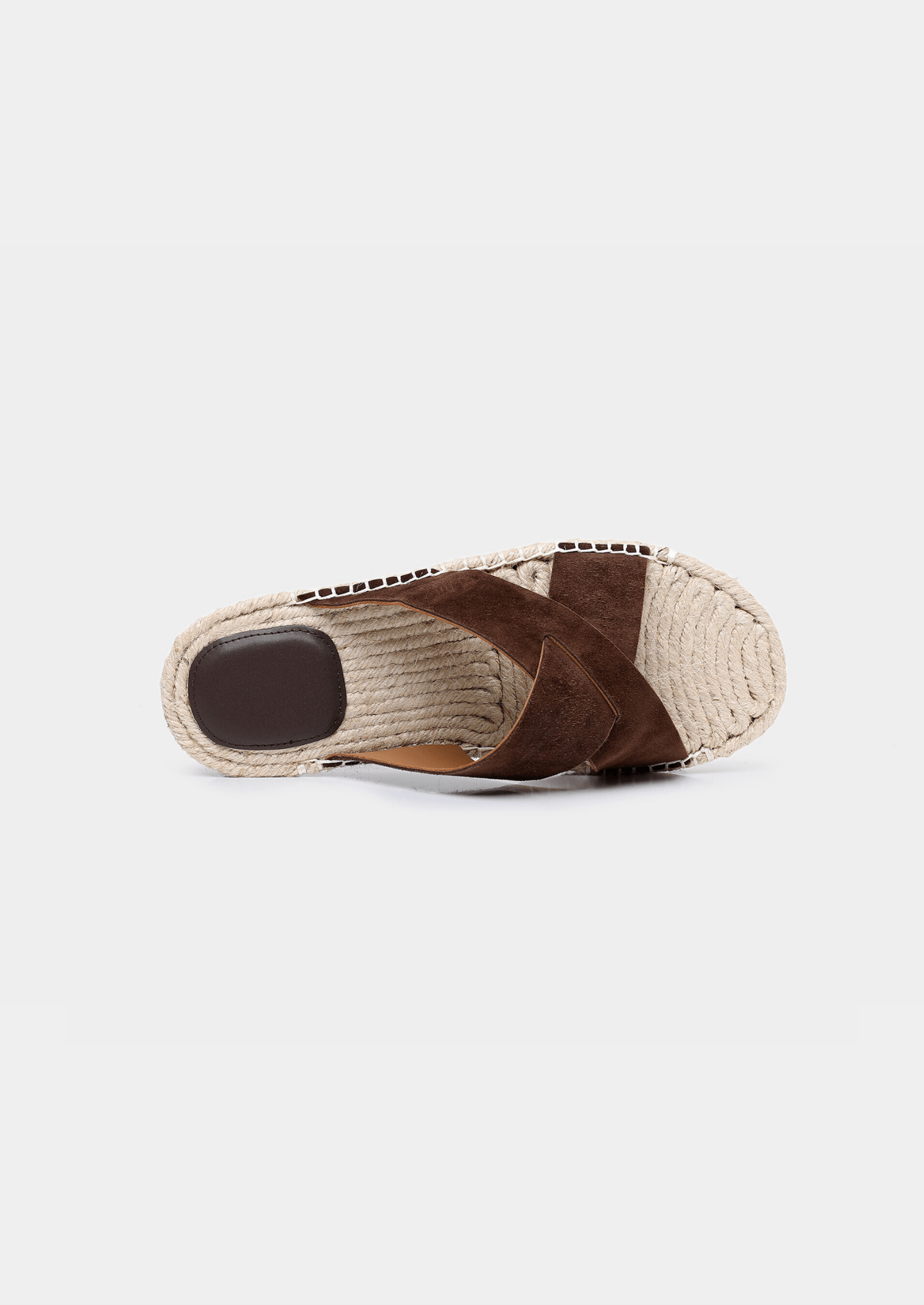 Classic brown suede sandals for men with durable rubber soles and artisanal jute detailing.