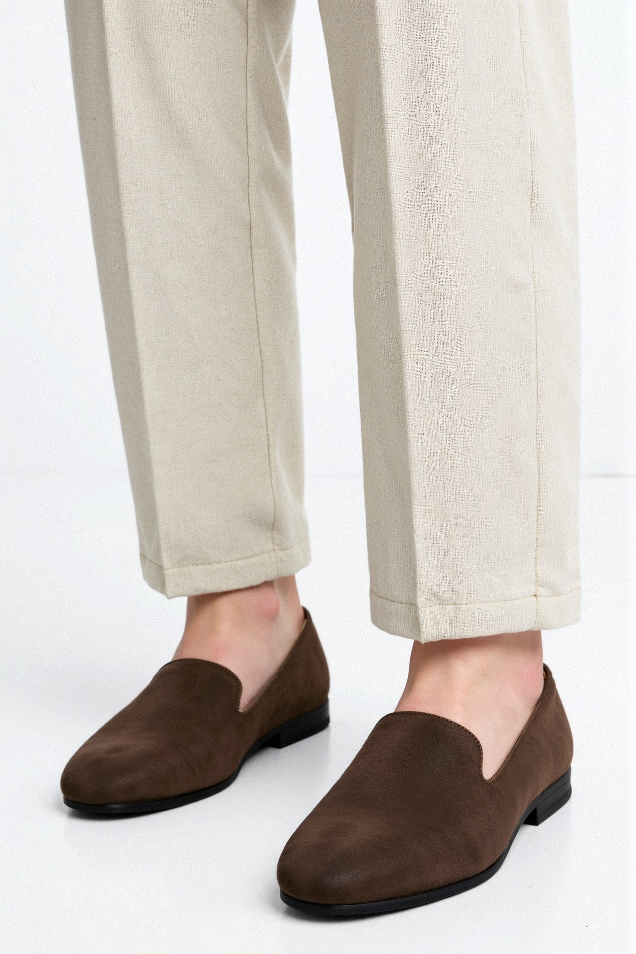 SUEDE LEATHER NON - SLIP LOAFER SHOES - LORMIER - 