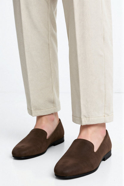 SUEDE LEATHER NON - SLIP LOAFER SHOES - LORMIER - 