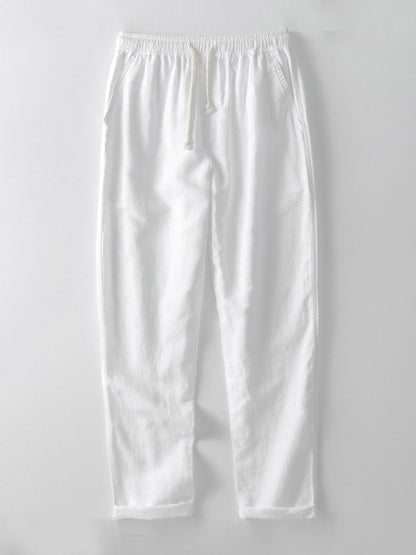 White pants on a light gray background