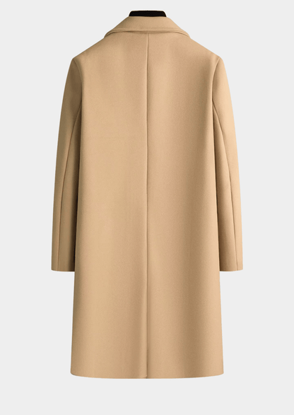 Beige overcoat on a light gray background