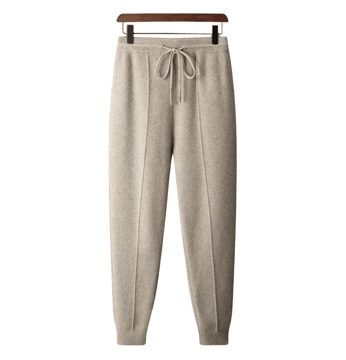 Tapered Merino Wool Knit Pants for Men - Beige