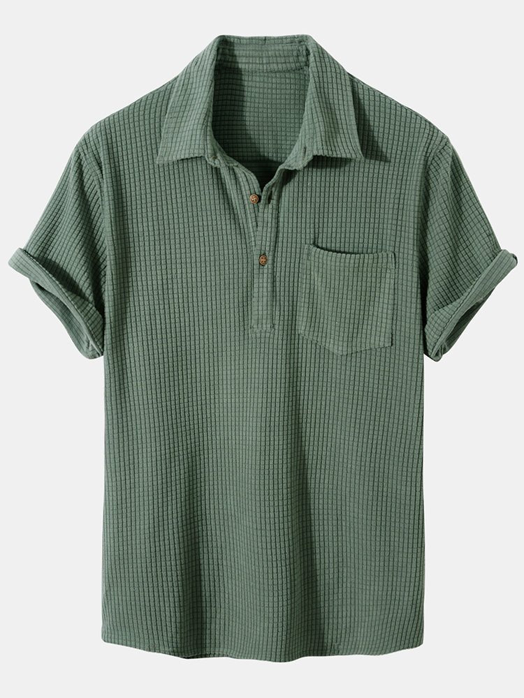 Green checkered polo shirt on a white background