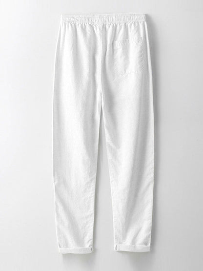 White pants on a light gray background