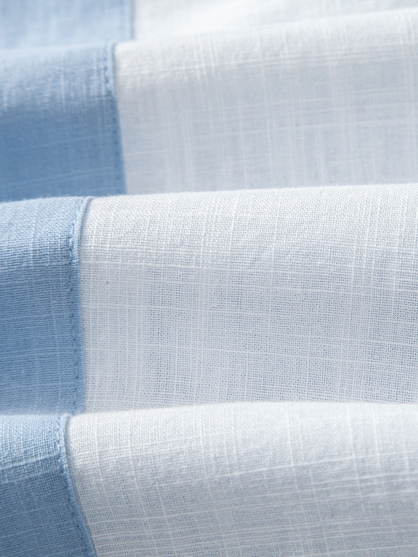 Close-up of blue and gray fabric swatches