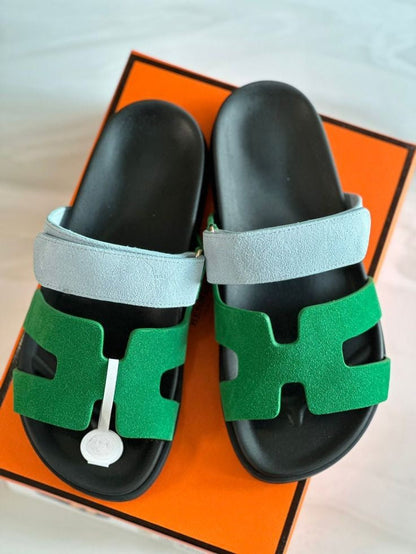 THE "RIVIERA" CUTOUT LEATHER SLIDES
