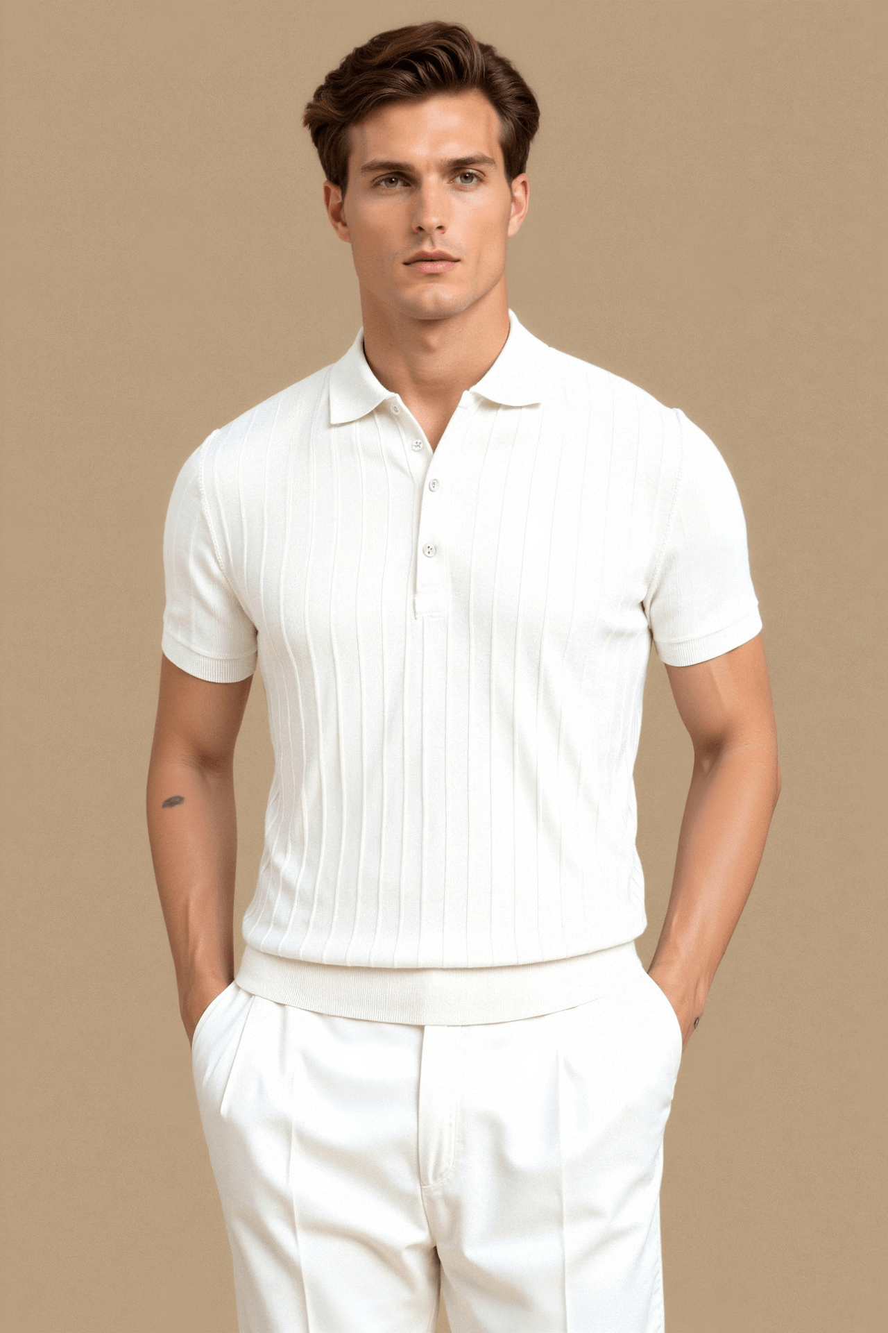 VERTICAL STRIPED BUTTON UP POLO - LORMIER - 