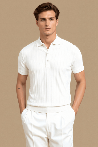 VERTICAL STRIPED BUTTON UP POLO - LORMIER - 