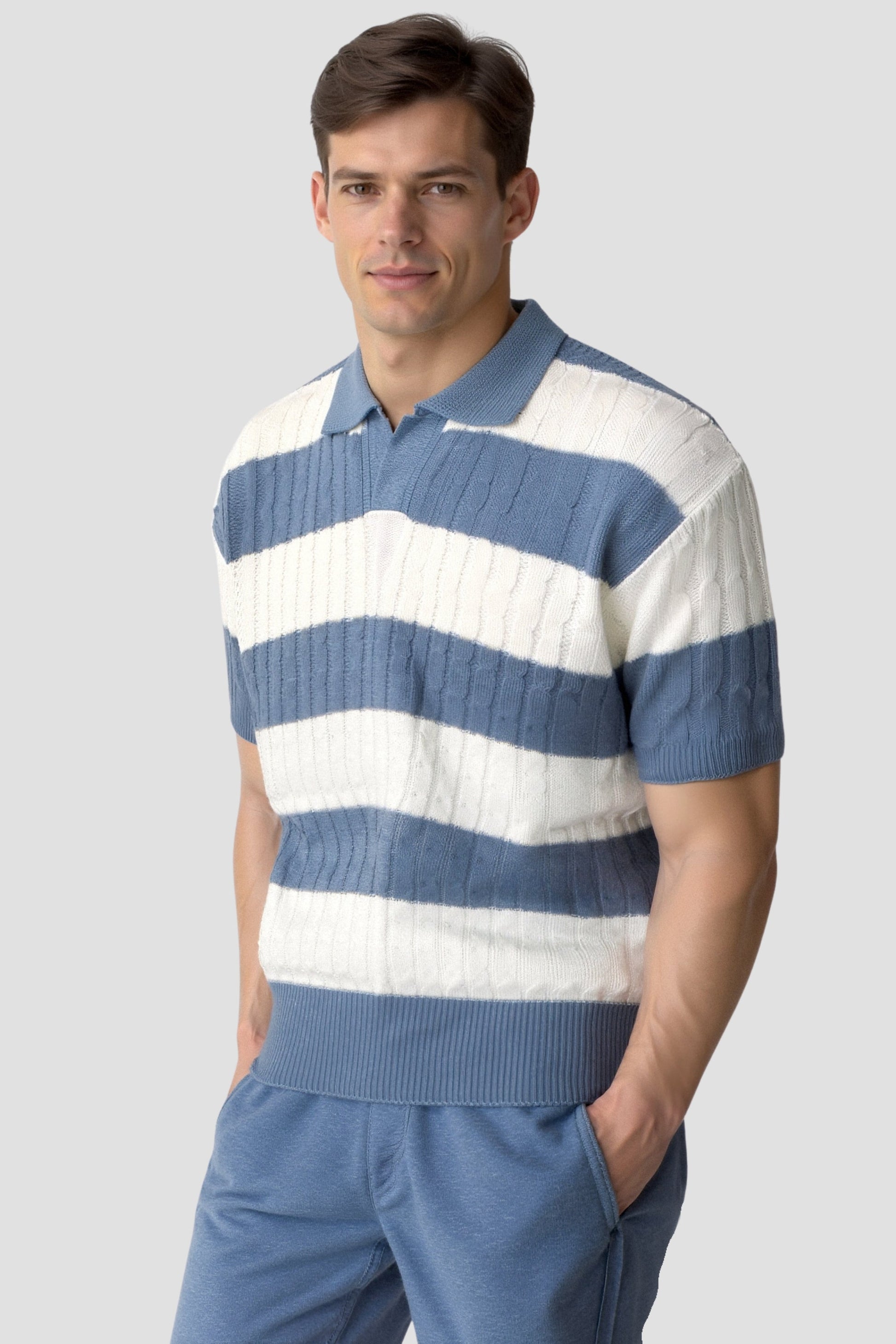 WHITE STRIPE POLO - LORMIER - 