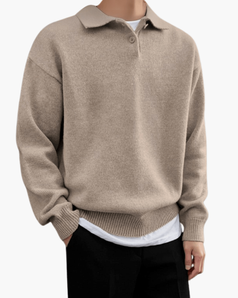 WOOLEN BUTTON HALF ZIP - LORMIER - 