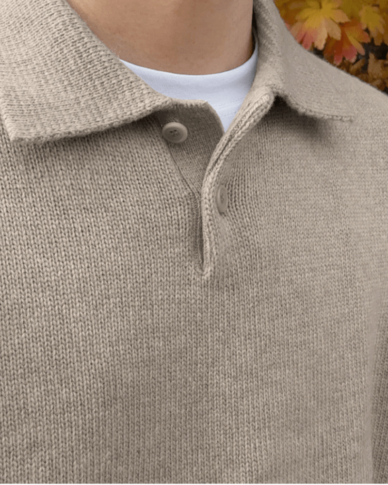 WOOLEN BUTTON HALF ZIP - LORMIER - 