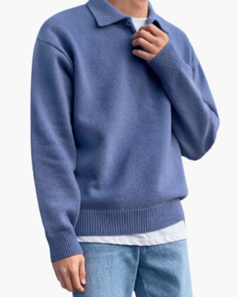 WOOLEN BUTTON HALF ZIP - LORMIER - 